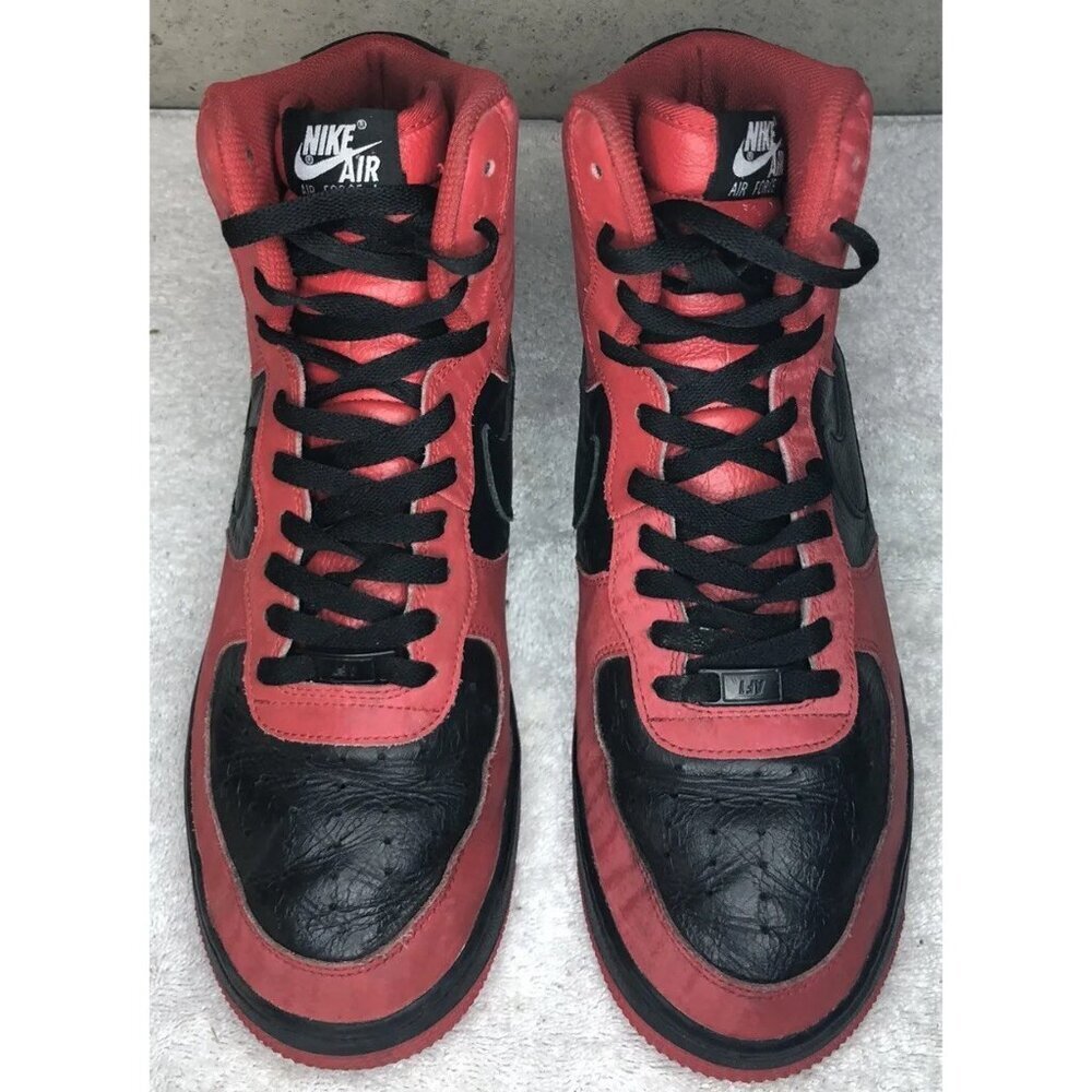 Nike By You Air Force 1 High Red Black Leather Shoes Sneakers DZ3610-900 Size 11 - Picture 2 of 10